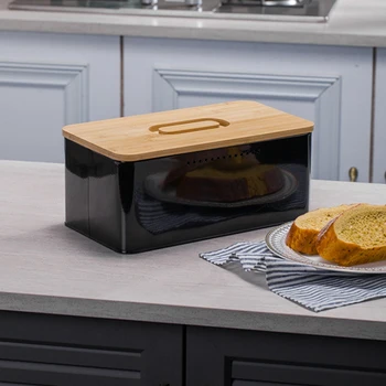 Хлебница за хляб, иновативна хлебница благодарение на углеродному корицата, с вградени вентилационни отвори, включително бамбуковую капак.