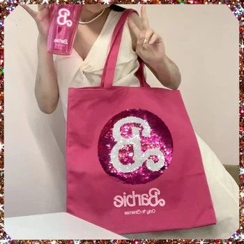Холщовая чанта Miniso кукли Барби, очарователна чанта, чанти през рамо с голям капацитет, модерна чанта, портмоне, празнични Коледни подаръци