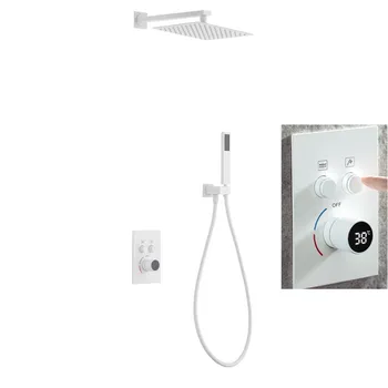Цифров метална сива, бяла, черна дъждовна накрайник за душ Баня Латунная вана стенен монтаж комплект за душ Стенен смесител за душ