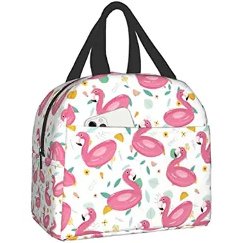Чанта за обяд Flamingo Pink за Еднократна Употреба С цип, Херметически Изолиран Обяд-Бокс, Чанта-хладилник, Контейнер За храна, Чанта за закуски
