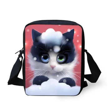 Чанта през рамо Дамски малки чанти-незабавни посланици с шарени котки Чанта през рамо за момичета с шарени анимационни животни, Дамски чанти-портфейли