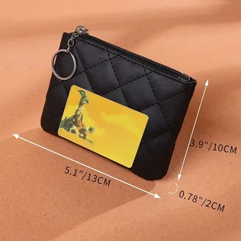 Чантата-верижка за ключове 2023, Дамски портфейл за монети с ромбовидным модел от изкуствена кожа с цип