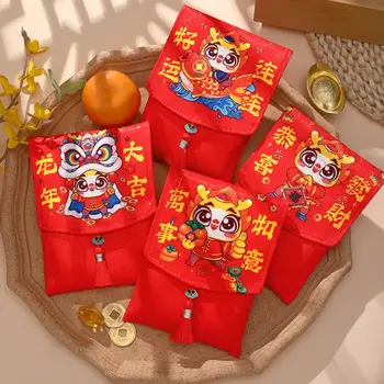 Чантата Лъки Money Чанта За Опаковане На Пари Hongbao Red Packet 2024 Червен Плик Карикатура Талисман На Годината На Дракона Лъки Money