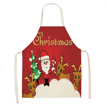 Червен Коледен престилка, жена с престилка, бельо, устойчиви на петна, за възрастни, за дома за готвене, за готвене, за почистване, престилка за деца