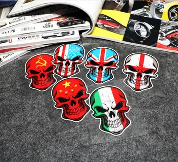 Череп, Великобритания, Италия, САЩ, Знаме на Китай, Vinyl стикер за автомобил, светлоотразителни стикери за моторните състезания JDM за лаптоп Баста Микробуси